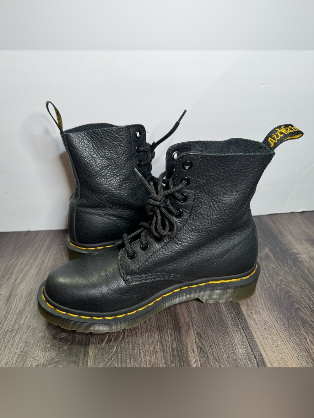 Dr Martens 1460 Pascal Virginia Boots Womens 6 Black Leather 8 Eye Combat - Picture 6 of 15